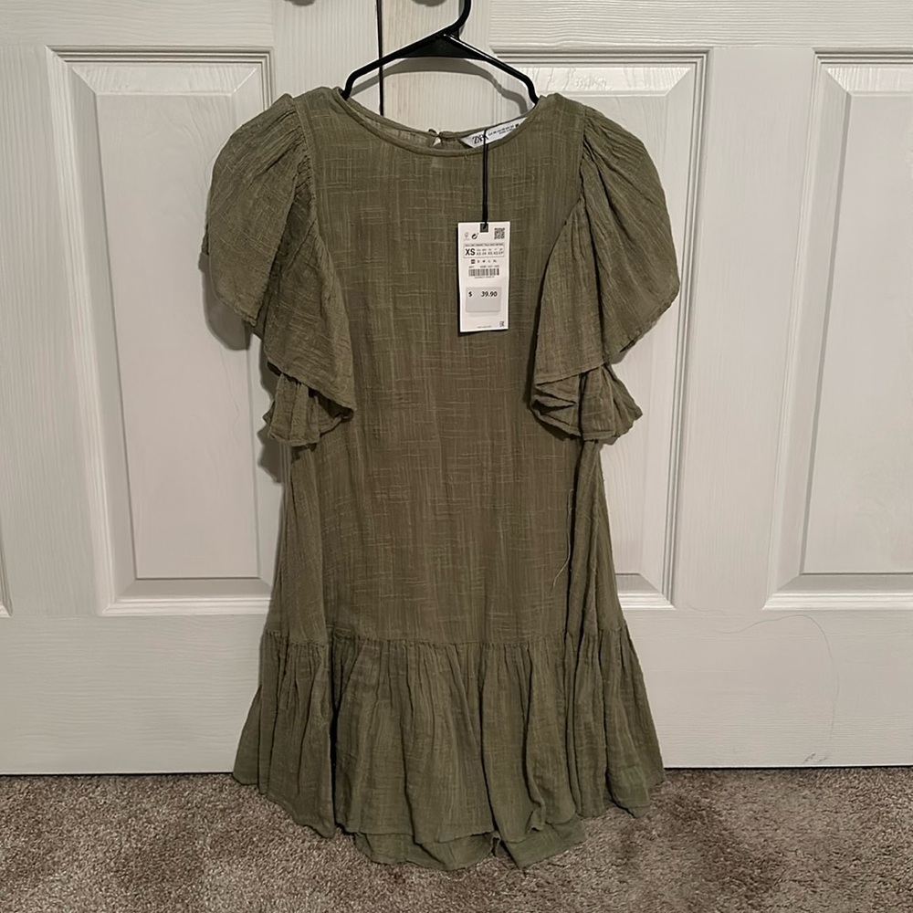 Zara casual green mini dress